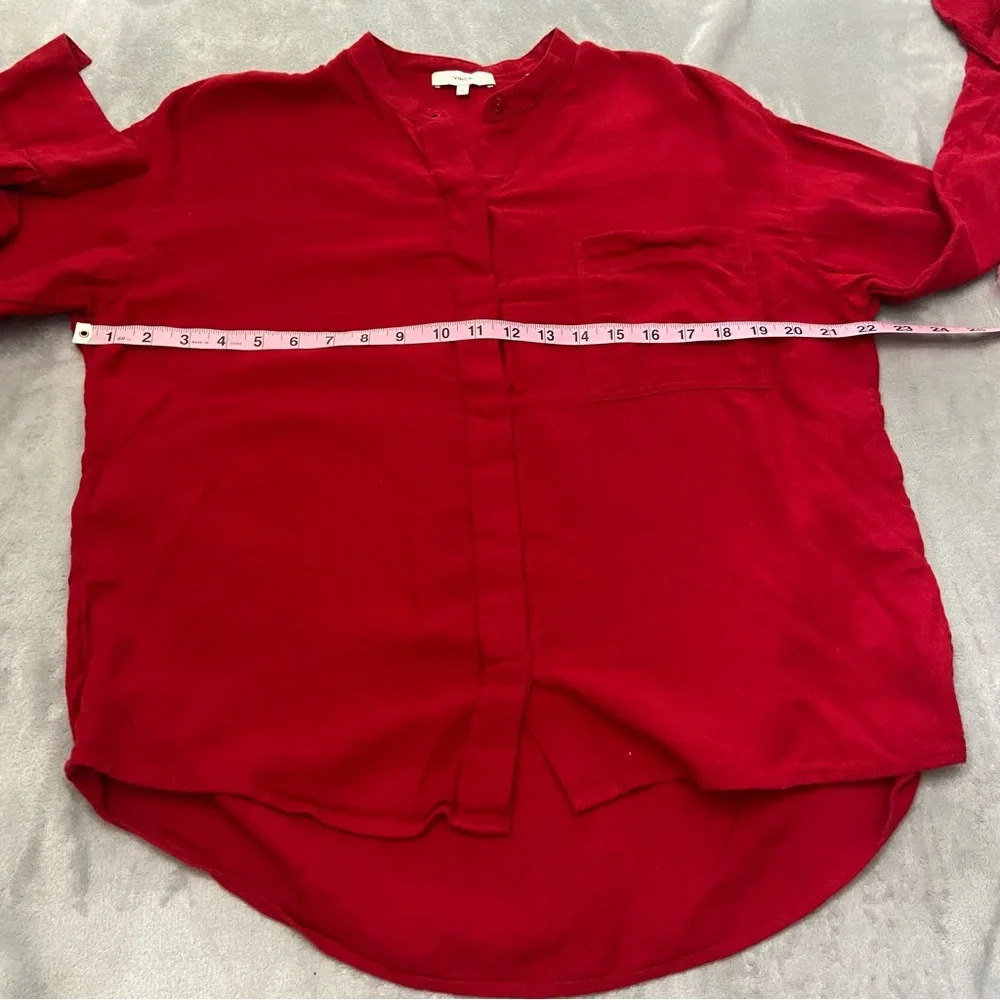Vince Red Band Collar Oversized Blouse Shirt 21731 - Picture 4 of 9